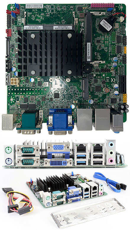 Mitac PD11BI-PSU (Intel D2500CC2) (Intel Bay Trail Celeron J1900 4x2.42Ghz CPU, 2x LAN, 4x RS232, Onboard Netzteil) [<b>LFTERLOS</b>]