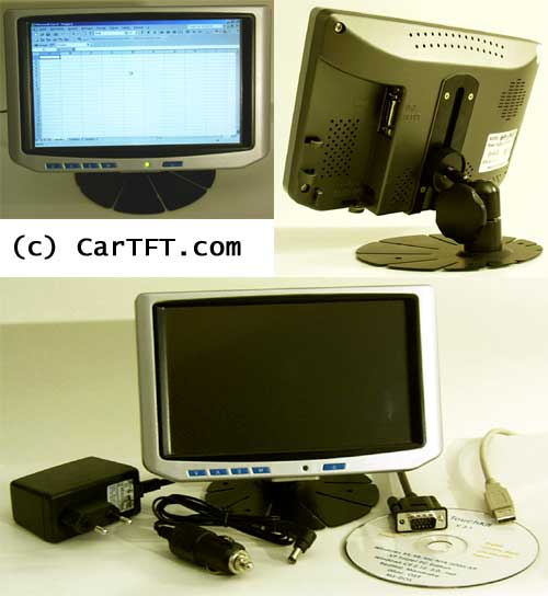 700TSV -- TFT 7" -- VGA and PAL/NTSC/Audio -- with Touchscreen USB - SunShield - IR<br><b>+ GPS Mouse USB</b>